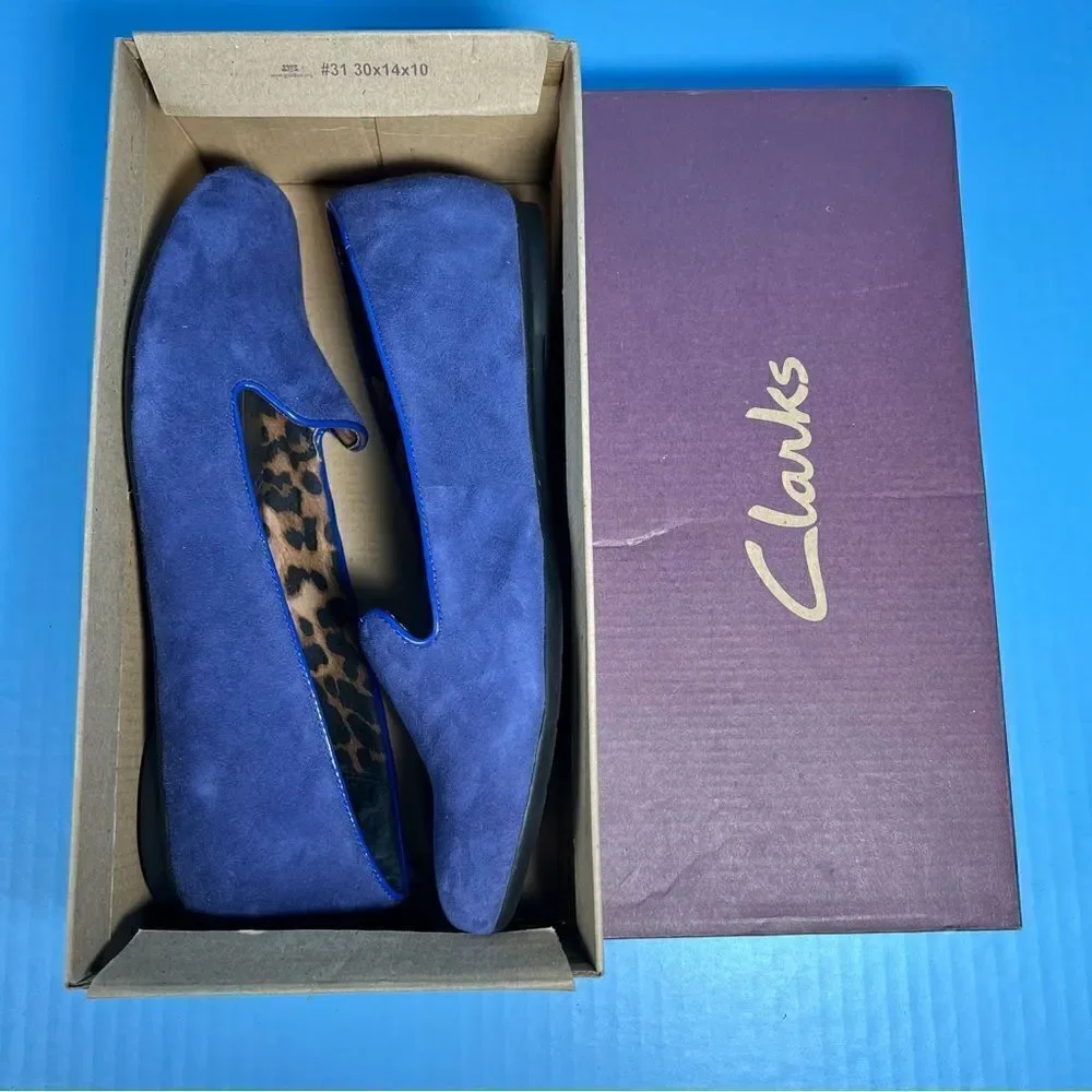 Clarks Bendables‎ Womens Poem Gloss Flats in Blue Suede 9.5M